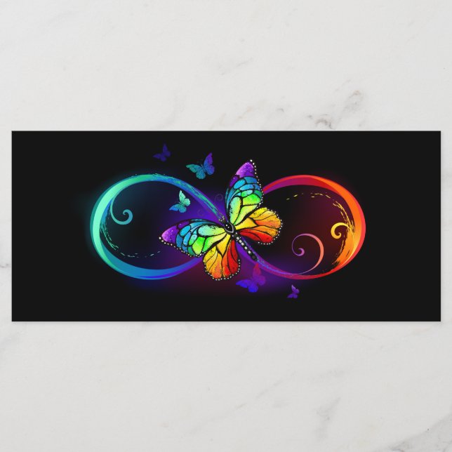 Menú Infinidad vibrante con mariposa arco iris sobre ne (Anverso)