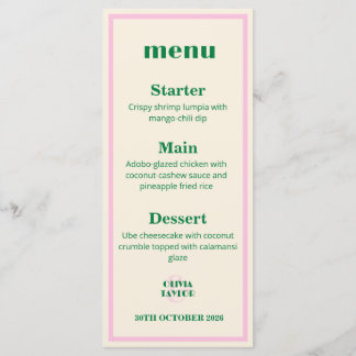 Menú Información de Boda de Rayas Retro Modernas 