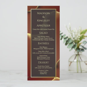 Menú Inky Earthtone Red Abstract Sorprendente Fab Boda