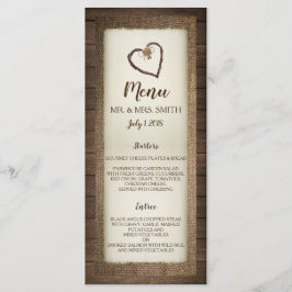 Menú Invitación a la Boda de Madera, Burlap y Twin