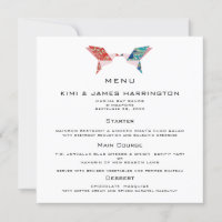 Menú Invitación a la boda de palomas de origen