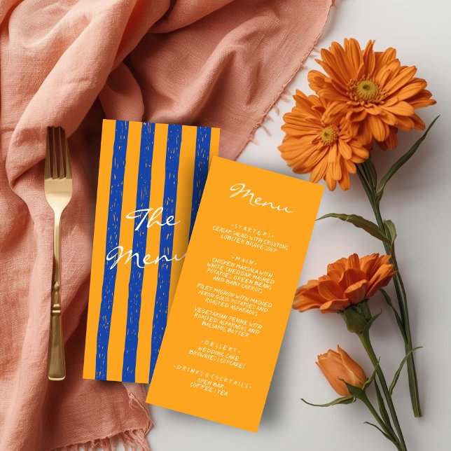 Menú Italian Hand Written Painted Pinstripes Wedding (Subido por el creador)