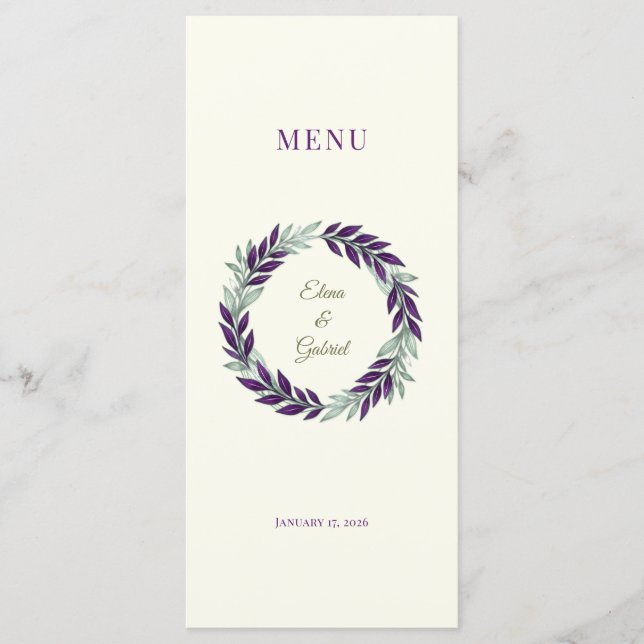Menú Ivory and Wreath / Boda Marfil y Corona (Anverso)