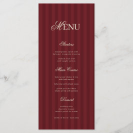 Menú Ivory & Burgundy Elegant Stripes Retro Wedding
