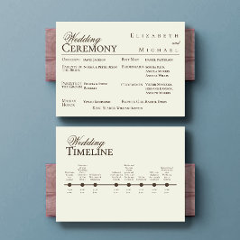 Menú Ivory Minimalist Boho Wedding Program Timeline