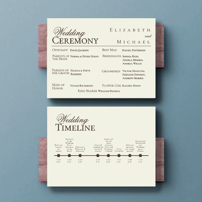 Menú Ivory Minimalist Boho Wedding Program Timeline (Subido por el creador)