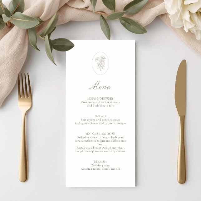 Menú Ivory White | Botánico de Bodas con Letra Minimali (Subido por el creador)