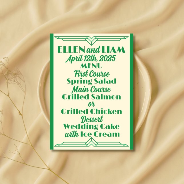 Menú Jade on Beige Boda de los años 20 (Subido por el creador)