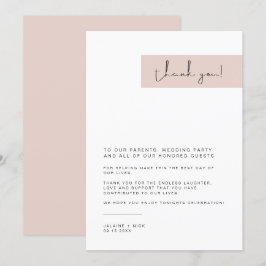 Menú JALAINE Moderno Rubor Boda Rosa Plate Gracias