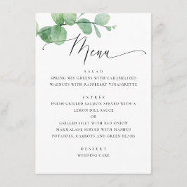 Menú Jardín de eucalipto verde para boda con letra eleg