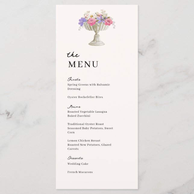 Menú Jardín Toscano Urna Boda Cena de Boda (Anverso)