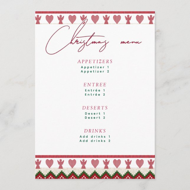 Menú Jersey Feo de Navidad Tejido Hygge Ángeles Corazon (Anverso)