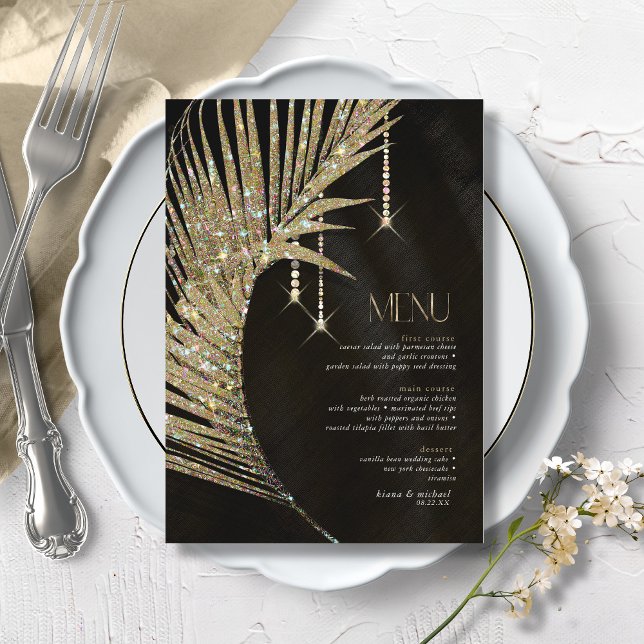 Menú Jewel Palm Leaf Boda Gold ID830 (Subido por el creador)