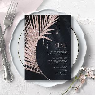 Menú Jewel Palm Leaf Boda Rosa Oro/Navy ID830