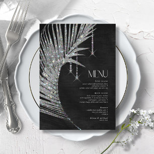 Menú Jewel Palm Leaf Boda Silver ID830