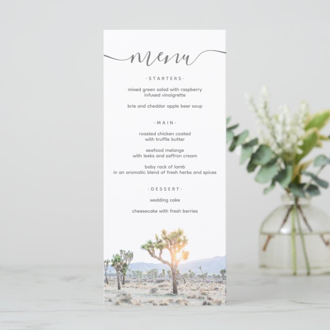 Menú Joshua Tree Boho Boda moderno y elegante (Anverso de pie)