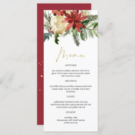 Menú JOY Winter Poinsettia Floral Gold Cards