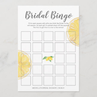 Menú Juego de ducha de Bingo Bridal Lemon Doble