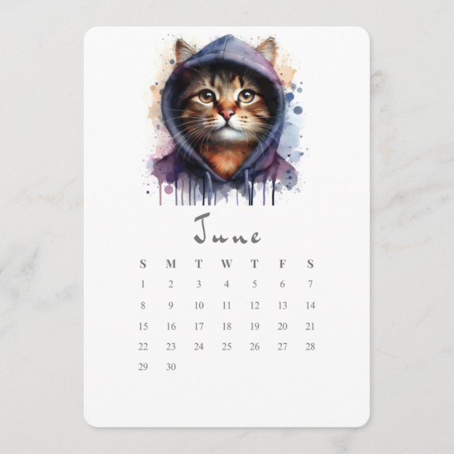 Menú Jun. Calendario independiente Kitty Cat Splash Art (Anverso)