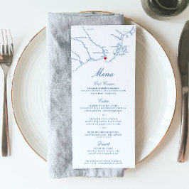 Menú Kennebunkport Maine Map Elegante Boda de la Marina