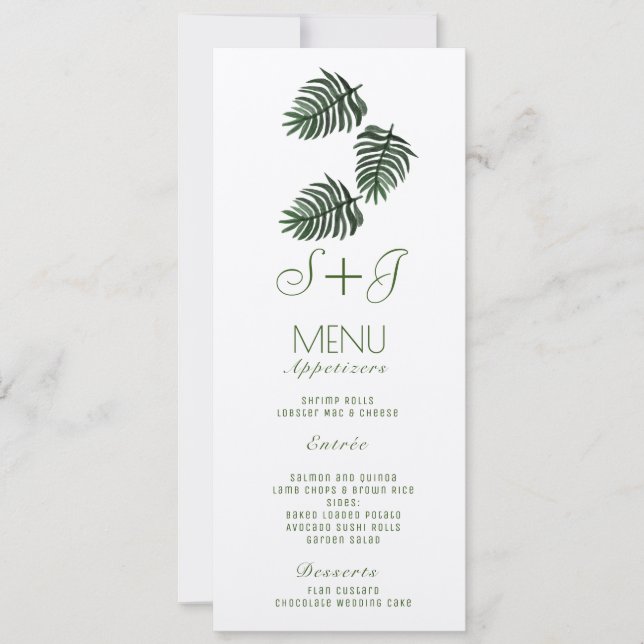 Menú Kraft de hoja de palma botánica tropical Eco (Anverso)