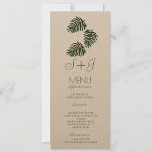 Menú Kraft de hoja de palma botánica tropical Eco