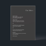 Menú Kristin Charcoal Boda moderno<br><div class="desc">Carta de bodas moderna con un diseño sencillo pero elegante.</div>
