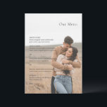 Menú Kristin Photo Modern Boda<br><div class="desc">Carta de bodas moderna con un diseño sencillo pero elegante.</div>