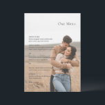 Menú Kristin Photo Modern Boda<br><div class="desc">Carta de bodas moderna con un diseño sencillo pero elegante.</div>
