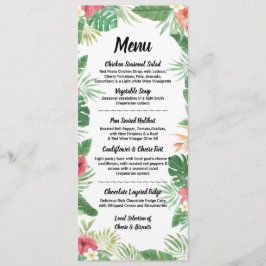 Menú La acuarela tropical florece la recepción nupcial