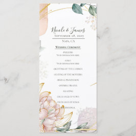 Menú La boda de flores de follaje dorado