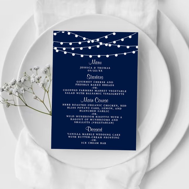 Menú La Cadena Se Ilumina Sobre La Colección Boda Azul  (Subido por el creador)