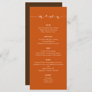 Menú La caligrafía moderna simple quemada Naranja Brown