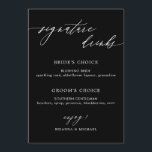 Menú La caligrafía simple elegante y la firma bebe negr<br><div class="desc">Menú de bebidas con firma caligráfica en blanco y negro.</div>