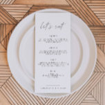 Menú La carta de ALINA Minimalista elegante Long Let's<br><div class="desc">El menú presenta un diseño minimalista moderno y un elegante tipo de letra manuscrita. Utilice esta plantilla para editar las fuentes, el color de fuente y el color de fondo para que coincidan con sus necesidades de evento. Este menú hace la adición perfecta a su simple, minimalista, elegante o moderna...</div>