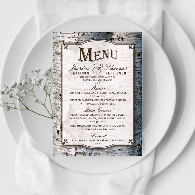 Menú La colección de Bodas de árbol de birch plateado y (Subido por el creador)