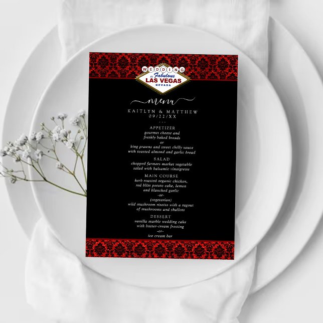 Menú La colección de Bodas Purpurinas Damask Las Vegas (Subido por el creador)