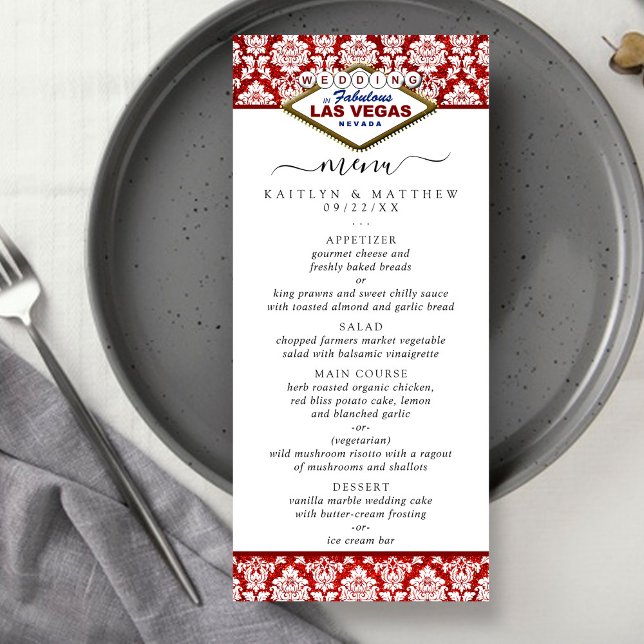 Menú La colección de Bodas Purpurinas Damask Las Vegas (Subido por el creador)