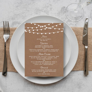 Menú La colección de Bodas Rustic Kraft Lights