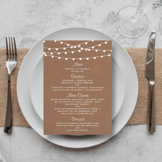 Menú La colección de Bodas Rustic Kraft Lights (Subido por el creador)