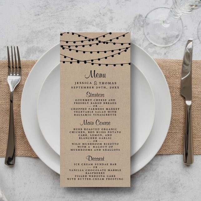 Menú La colección de Bodas Rustic Kraft Lights (Subido por el creador)
