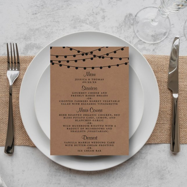 Menú La colección de Bodas Rustic Kraft Lights (Subido por el creador)