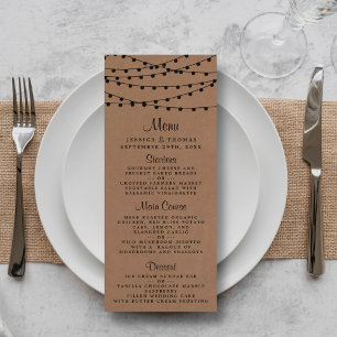 Menú La colección de Bodas Rustic Kraft Lights