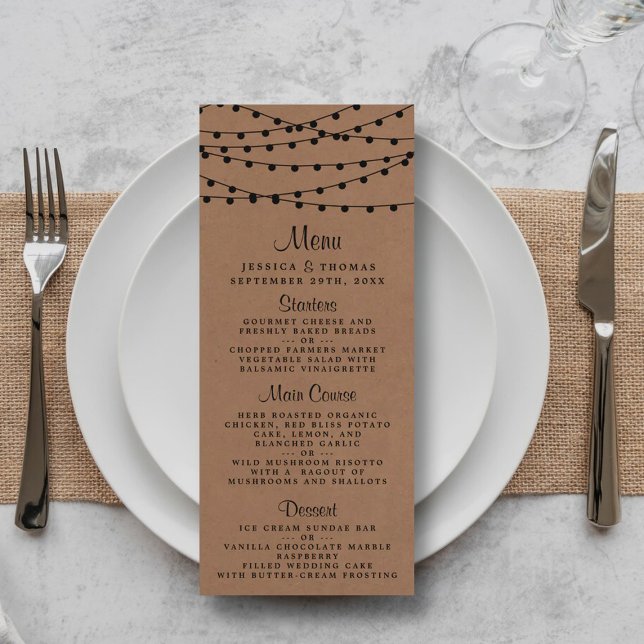 Menú La colección de Bodas Rustic Kraft Lights (Subido por el creador)