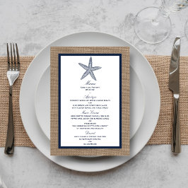 Menú La colección de bodas Starfish Burlap Beach de la 