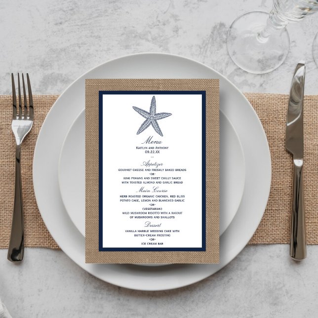 Menú La colección de bodas Starfish Burlap Beach de la  (Subido por el creador)