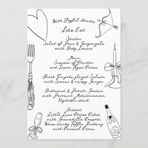 Menú La Dolce Vita Doodle Boda manuscrito
