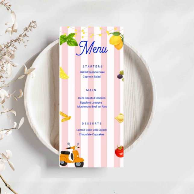 Menú La Dolce Vita Fiesta Italiana (italian menu card, la dolce vita menu, italian party menu, birthday menu sign, pasta party decor, pi)