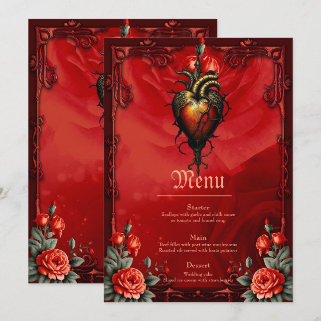 Menú La elegancia gótica del corazón (Anverso / Reverso)