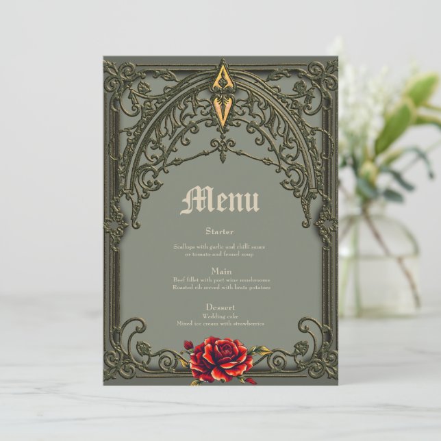 Menú La flor roja, la flor de afecto. (Anverso de pie)